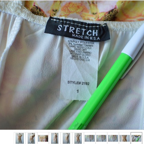 Asymmetrical Women Tunic Blouse sz 1 Made in USA by Stretch Square Neck Floral - Picture 9 of 9